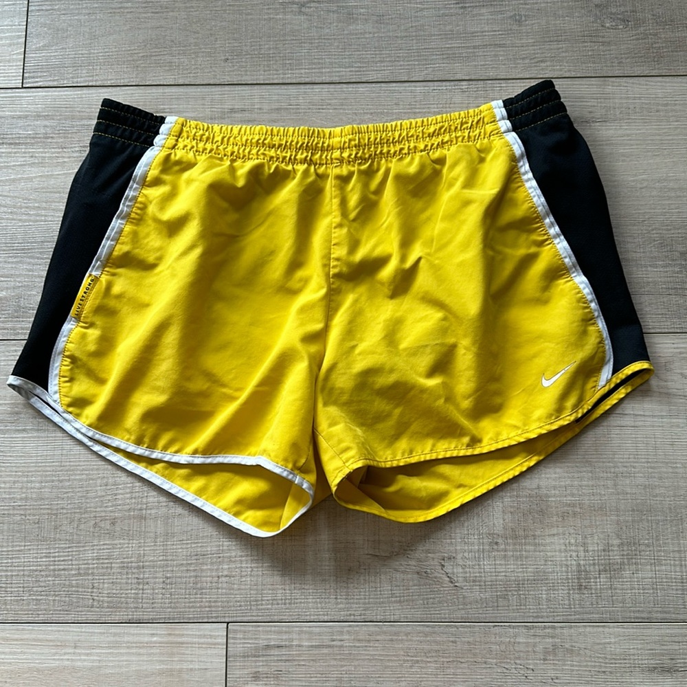 Yellow and black dry-fit Nike livestrong athletic shorts, size medium